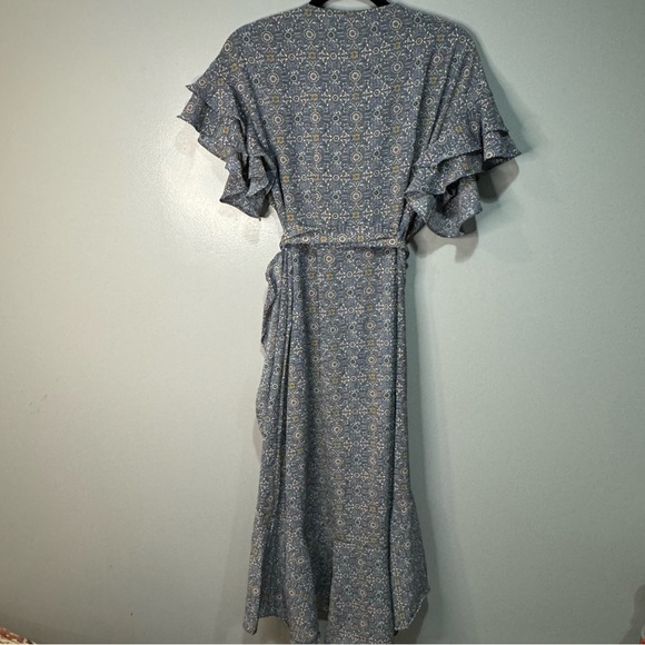Max Studio Blue Floral Midi Wrap Tie Dress NWT - Picture 10 of 16